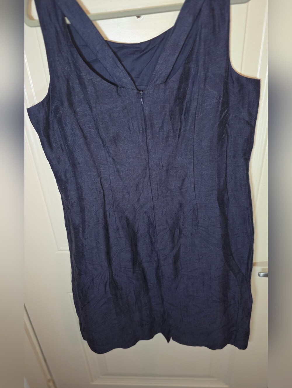 Sleeveless Navy Shift Dress with Side Pockets - Picture 15 of 15
